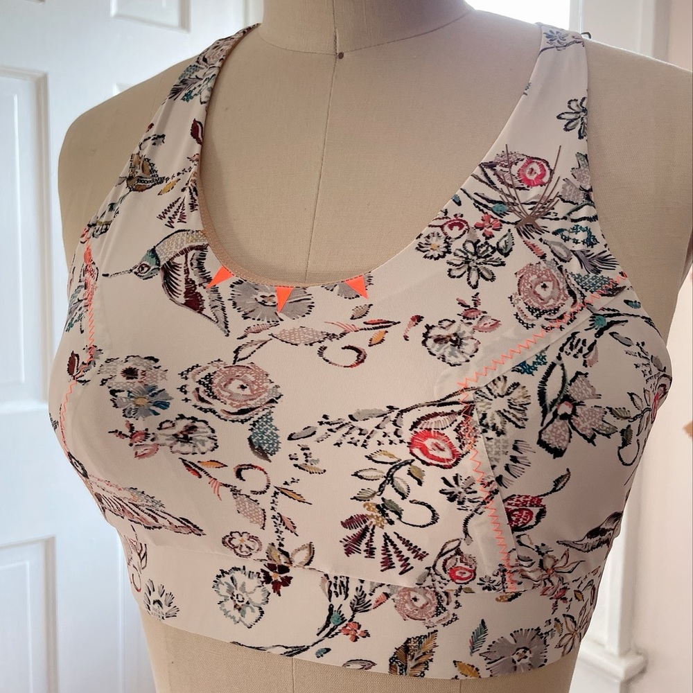 Lucas Hugh sports Bra with beautiful faux stitched print pattern and neon detail